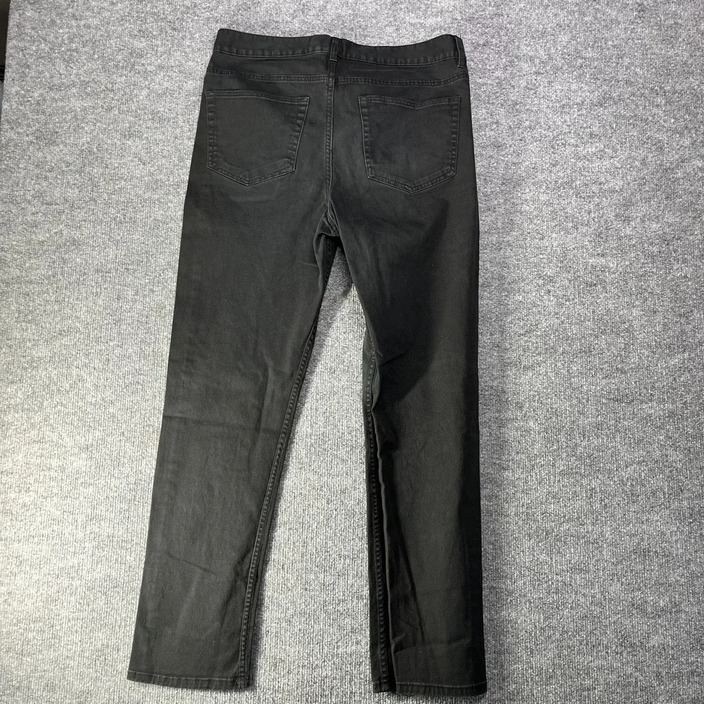 H&M Slim Fit Jeans Men's Black Denim Classic Stretch Pockets Zip Fly Y2K - 35X30